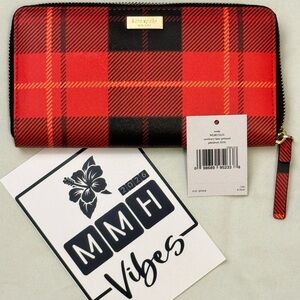 Kate Spade Plaid Red and Black Wallet